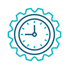 Clock icon vector image in blue lines with a white background