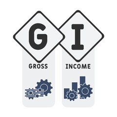 GI - Gross Income acronym. business concept background. vector illustration concept with keywords and icons. lettering illustration with icons for web banner, flyer, landing pag