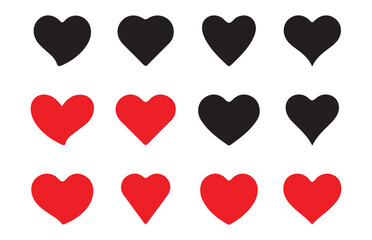 Heart vector set. Various simple red vector heart love icon. Vector illustration eps 10