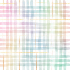 Gold Rainbow Gold Plaid Gingham Check Hand Drawn Background Overlay