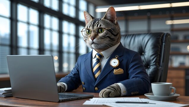 Realistic businessman cat