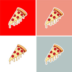 Simple Vector Illustration of Golden Crispy French Fries in a Red Paper Package with Orange-Colored Funchose