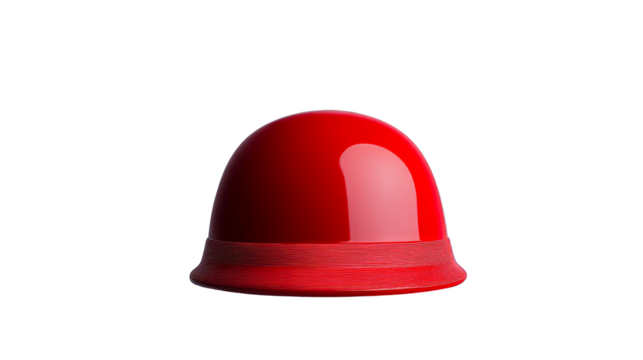 Red dome with striped base, studio shot, modern design, cut out transparent