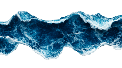 Ocean wave abstract dark teal isolated background , cut out transparent