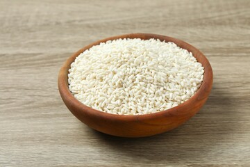 Composition with white rice on the table