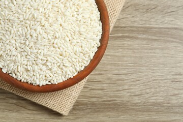 Composition with white rice on the table