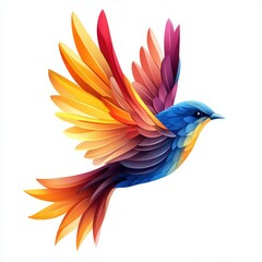 Obraz premium Colorful bird in flight showcasing vibrant feathers and intricate design against a plain background