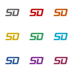 SD letter logo icon isolated on white background. Set icons colorful