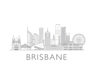 Fototapeta premium Brisbane, Australia cityscape illustration skyline drawing