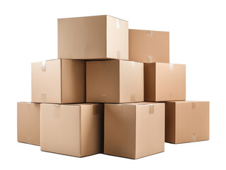 Isolated Tower of Cardboard Boxes