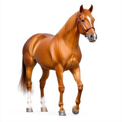 Obraz premium Majestic sorrel horse isolated on a white background capturing the strength and grace of this beautiful animal