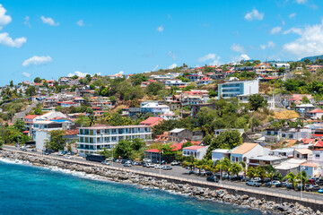 Basse-Terre city along the waterfront at cruise harbor, Guadeloupe