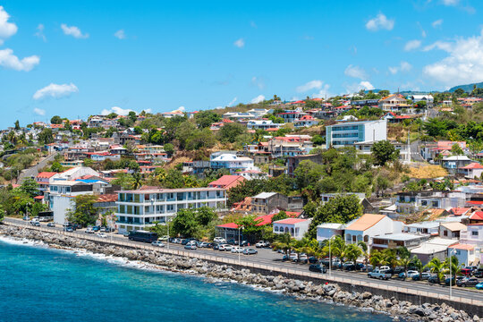 Basse-Terre city along the waterfront at cruise harbor, Guadeloupe