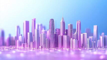 Obraz premium Futuristic business city skyline glowing with innovation urban environment infographic perspective
