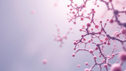 GLP-1 molecule structure with pink spheres representing amino acids.