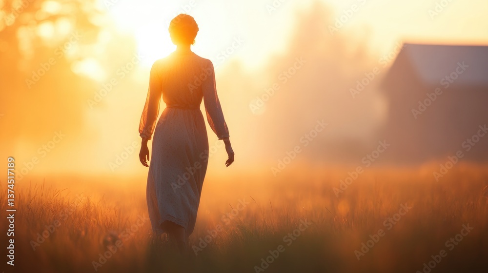 Poster capture hazy nostalgic scene with soft focus fading light and slightly abstract elements to evoke es