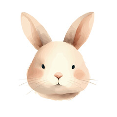 Fototapeta premium cartoon watercolor illustration of a rabbit face