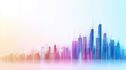 Futuristic glowing city skyline business visualization digital rendering urban environment high perspective