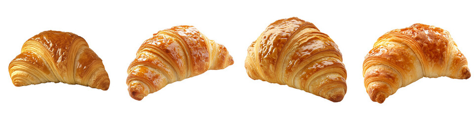 set of The buttery softness of the croissant, the buttery croissant, the buttery croissant turns into a soft layer, the buttery softness of the croissant, on a transparent backgrounds
