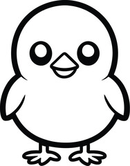 Cute Black and White PNG Vector Outline of a Chick for Farm and Animal-Themed Designs