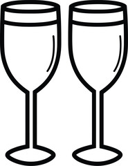Minimalist Black PNG Vector Illustration of Two Wine Glasses for Elegant and Beverage-Themed Design