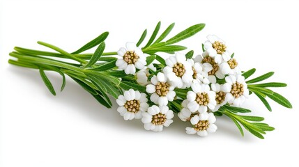 Fototapeta premium Stunning bunch of white flowers displayed on a pristine white background emphasizing their elegance and natural beauty