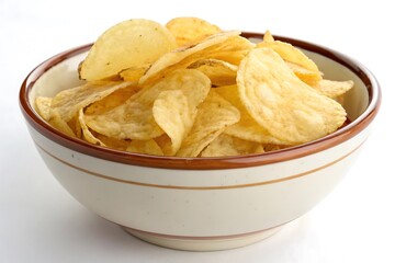 Crispy potato chips in a bowl a crunchy snack golden brown delicious salty satisfying treat perfect