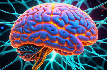 Vibrant Glowing Brain in a Cosmic Neural Network