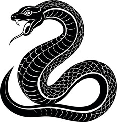 Fototapeta premium Isolated Snake Vector Silhouette Artwork 02 Tattoo Clip Art