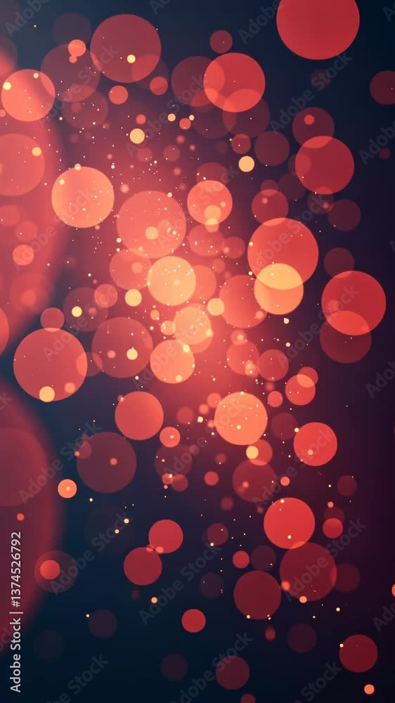 Poster A pink background with many small red circles. The circles are scattered all over the background. The background is dark blue