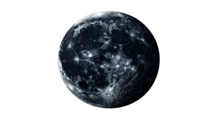 Moody moon craters and texture with detailed surface , cut out transparent