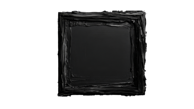 Dark texture frame with painting strokes and smears, cut out transparent