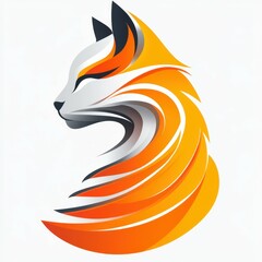 Obraz premium Stylized orange and gray fox head illustration with flowing lines capturing elegance and artistry
