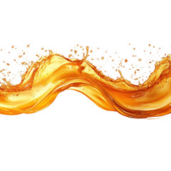 Flowing Wave of Vibrant Golden Liquid Abstract Transparent Background with  cut out