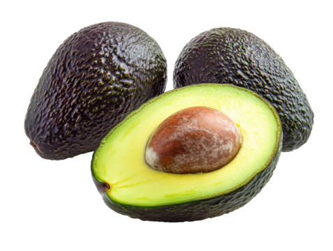Isolated Three Hass Avocados