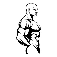 Fototapeta premium Strongman muscle gym fitness club logo design, bodybuilder, vector illustration for mascot icon