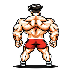 Fototapeta premium Strongman muscle gym fitness club logo design, bodybuilder, vector illustration for mascot icon