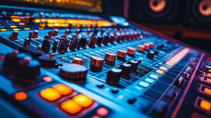 Music production equipment recording studio high-definition image creative environment close-up view sound engineering process