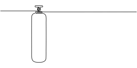 one continuous line drawing of cylindrical gas tank.one line drawing of cylindrical gas tank with fire sign.single line vector illustration.isolated white background, Hand drawn Fire Extinguisher, gas