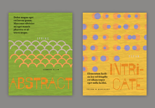 US Letter Flyer Simple Geometric Shapes Retro Colored Textured