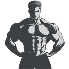 Strongman muscle gym fitness club logo design, bodybuilder, vector illustration for mascot icon