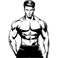 Fototapeta premium Strongman muscle gym fitness club logo design, bodybuilder, vector illustration for mascot icon