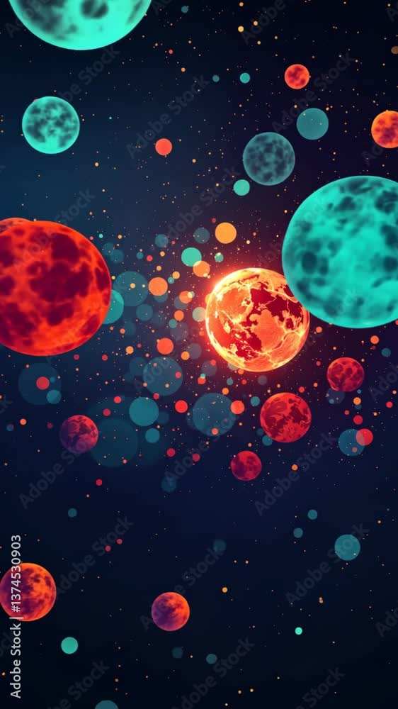 Poster a colorful painting with many small circles of different colors. the circles are arranged in a way t