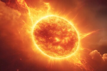 Powerful solar flare erupting from the surface of the Sun, creating a spectacular cosmic event