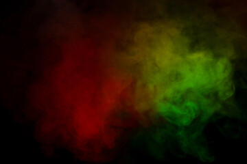 Red and green steam on a black background.