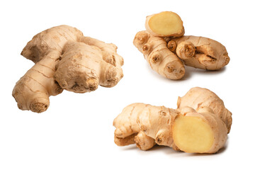 Ginger root isolated on white background.