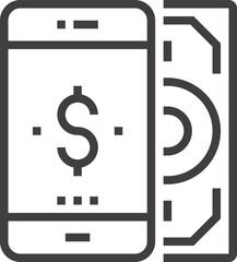 mobile banking flat line web icon