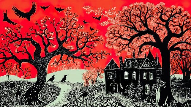 Rob Ryan Inspired Art: Whimsical Paper Cut Design, Intricate Illustration, Wall Decor, Unique Gift Idea, Folk Art Print, Charming Home Accent.
