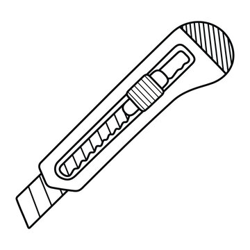 black and white utility knife clip art preview