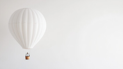 White Balloon on White: Minimalist Air Balloon Illustration, Clean Background Design, Simple White Object, Modern Graphic, Celebration Concept Image.
